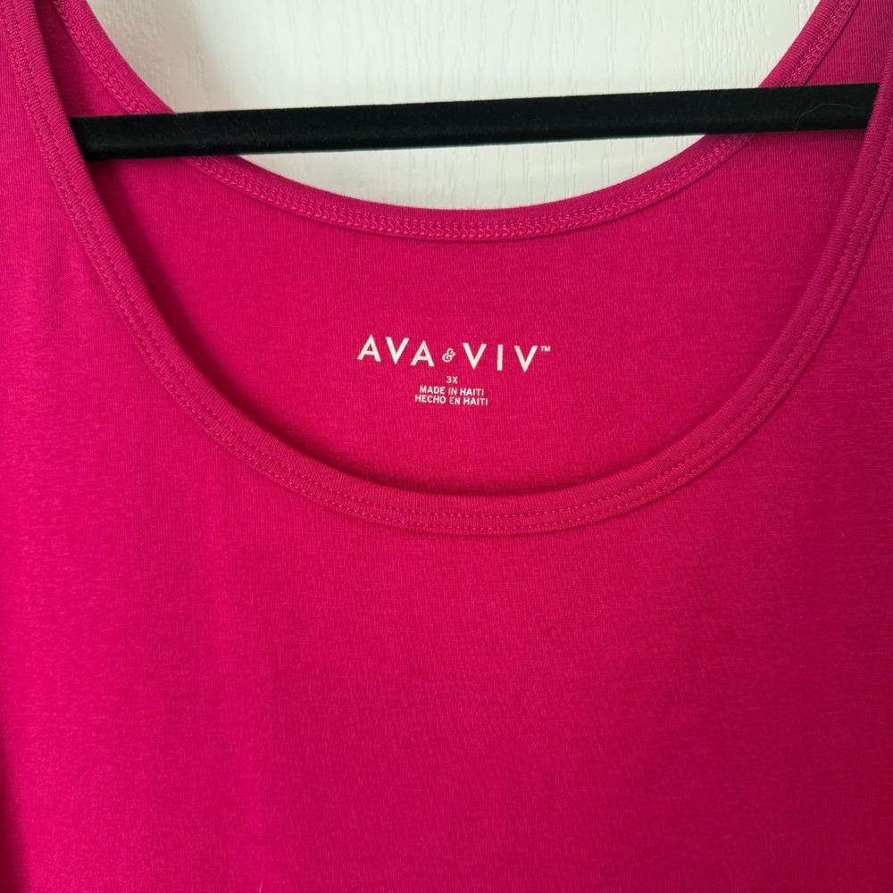 NWT Ava & Viv Plus Size Tank Top 3X Pink Scoop Neck Sleeveless Womens Layering - Picture 2 of 8